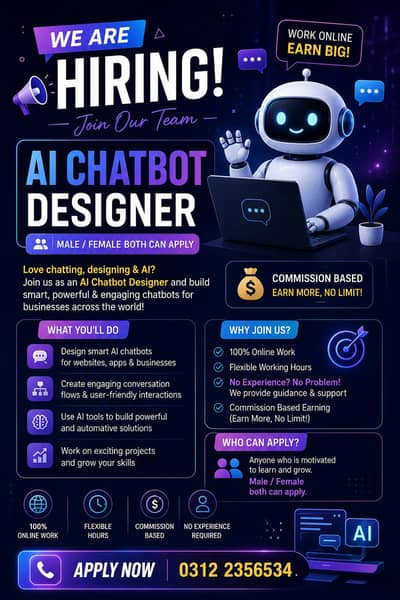 We’re Hiring: AI chatbot designer– No Experience Required!