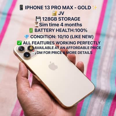 Apple iPhone 13 Pro Max jv 4 months sim time 100 battery no open