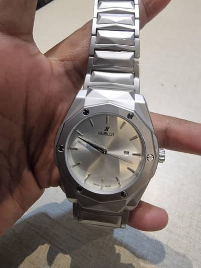 Hablot diamond cut white dial semiauto