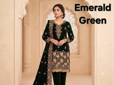 Winter promotion velvet 3pc fancy unstitched suit