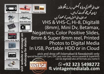 VCR VHS DV Betamax Hi8 Handycam Negatives to Digital Media near me