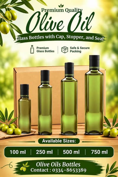 Olive Oil Bottles with Stopper, Cap & seal