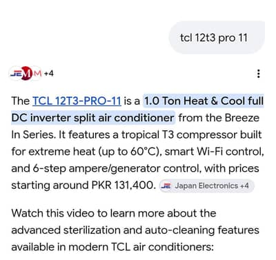 Brand New & Original TCL AC available for sale.