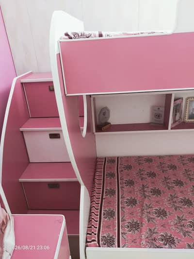 Premium Kids 3-Bed Bunk Set + Study Table & Chair (Mint Condition)