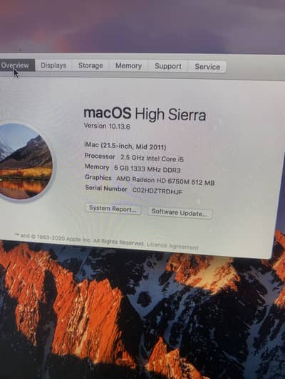Imac core i5 2nd generation 500 hdd and 6gb Ram 21 inches