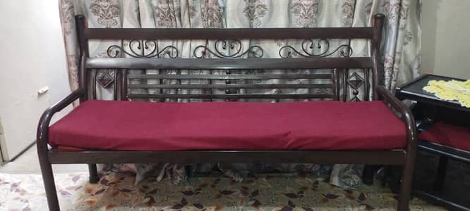 Iron rod sofa 5 seater brown