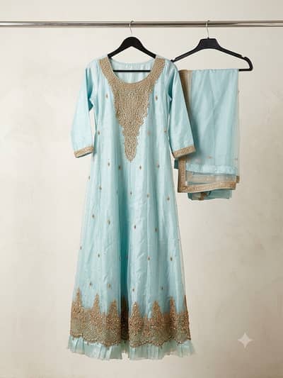Ice Blue Walima Maxi Lehnga Premium  – Worn Once (10/10 Condition)