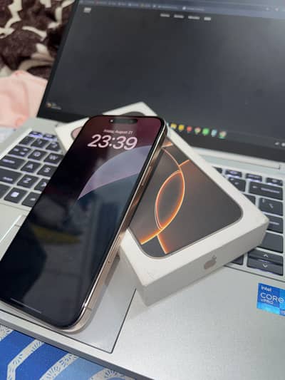 Apple iPhone 16 Pro Max with box 100% 7 cycles Desert titanium