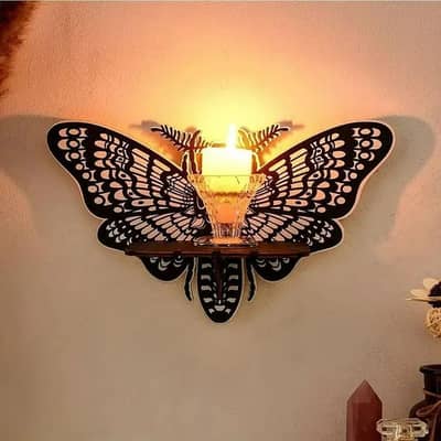 Butterfly Wall Shelf Set of 3 Black Wooden Decor