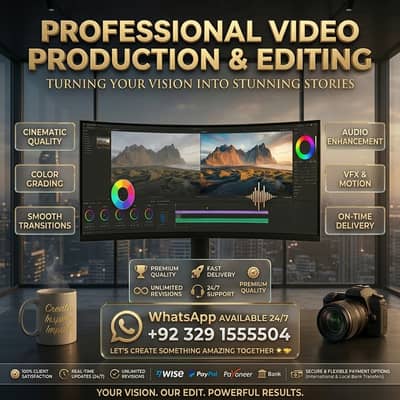 PROFESSIONAL VIDEO PRODUCTION & EDITING HIGH-END VISUALS SERVICES