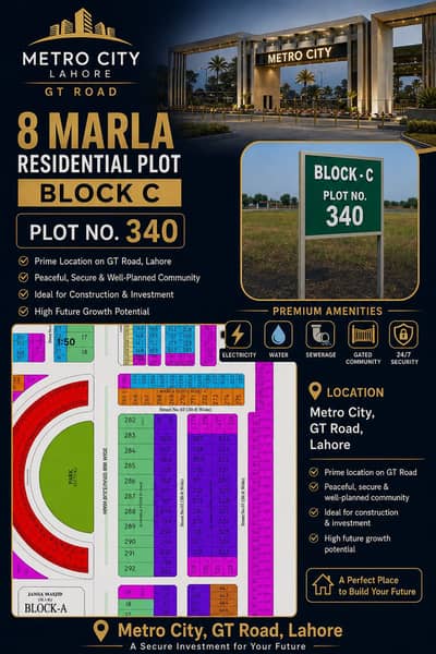 8 marla residential plot metro city lahore