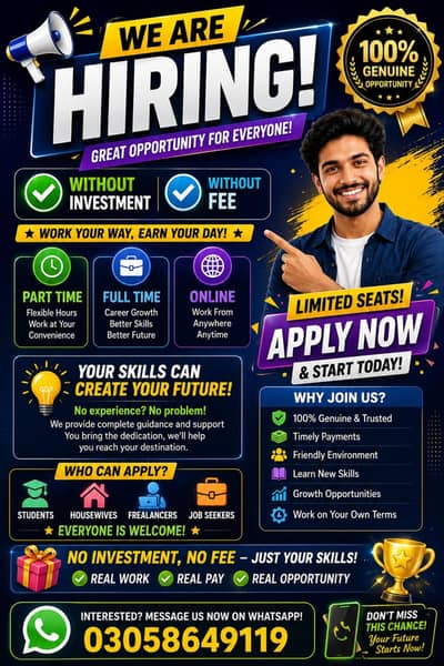 OFFICE WORK AND ONLINE WORK AVAILABLE FOR MALES AND FEMALES
