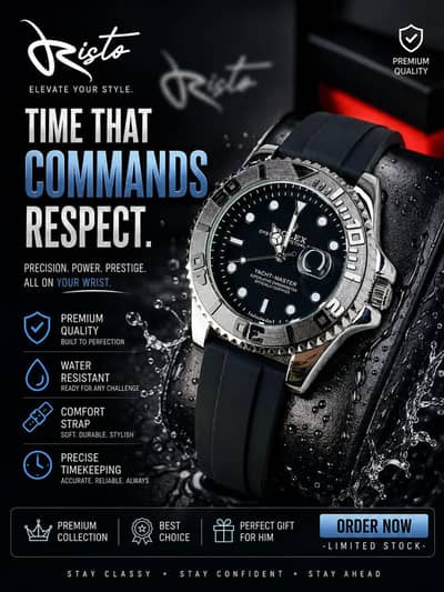 Mans Rolex submarine Gold Black Water Resistant Watch