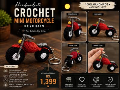 Handmade Crochet Mini Motorcycle Keychain – Unique Gift  in stock