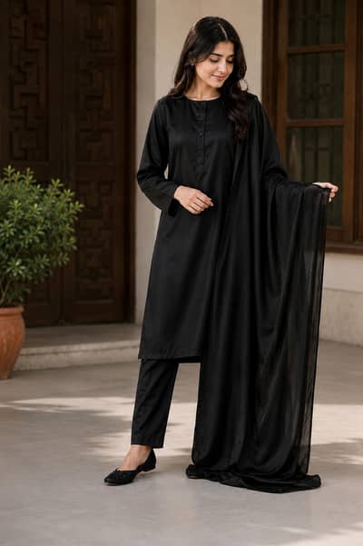 Premium Shamoos Silk Plain Unstitched Shalwar Kameez