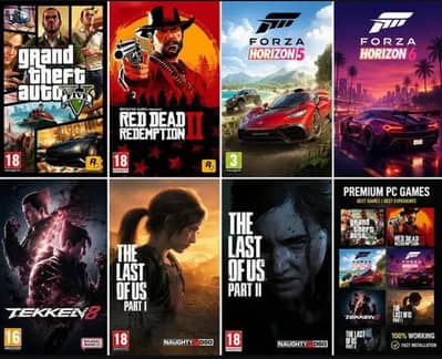PC Games Available –GTAV| RDR2|ForzaHorizon6|Tekken8–Fast Installation