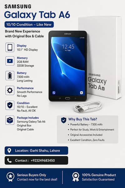  VIP Condition! Samsung Galaxy Tab A6 (32GB/2GB) - Original Box & Ca