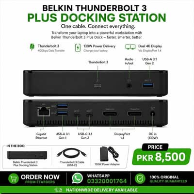 Belkin Thunderbolt 3 plus Docking Station for External Displays