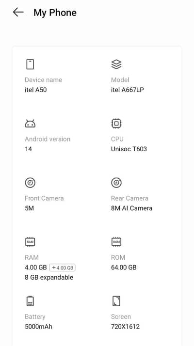 Itel A50