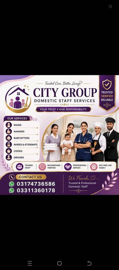 provide domestic staff maids cooks drivers nurse babysitter