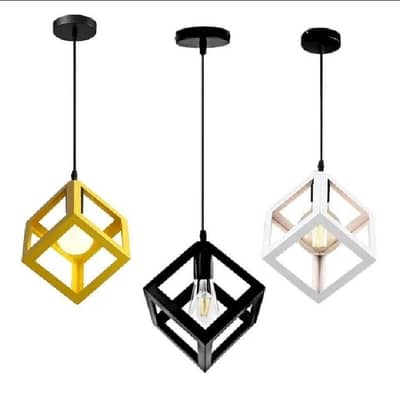 Modern Cube Pendant Light - 3 Color Hanging Lamp for Room/Kitchen