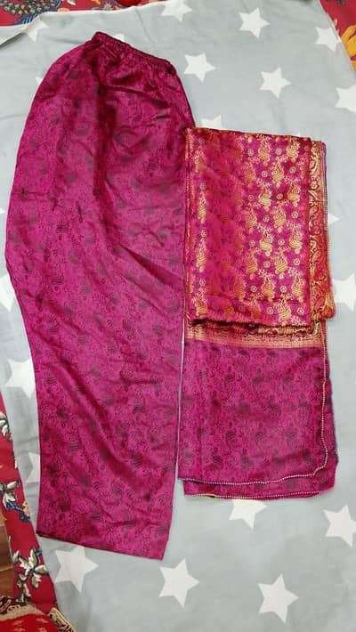 Traditional Dark Pink / Magenta Banarasi 3-Piece Suit