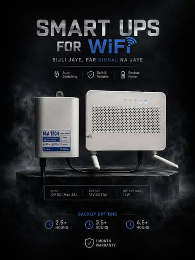Wifi Ups 12v Dc - Auto Switching  +2.5-4-6 hours Backup Available