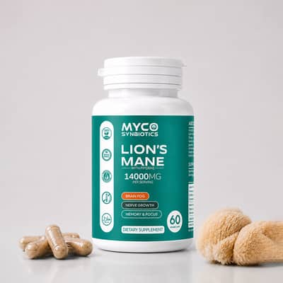 Lion's Mane Mushroom Capsules with Peprine Extract Brain Fog Support