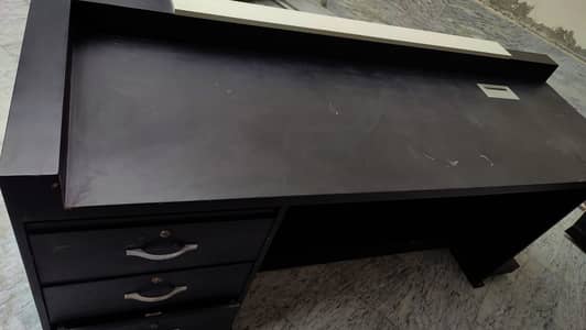 Reception office tables in deco paint, available (22K for both)
