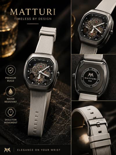 Matturi Luxury Skeleton Watch – Premium Stainless Steel  Timepiece