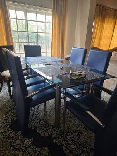 Imported Dining table 6 seater glasstop