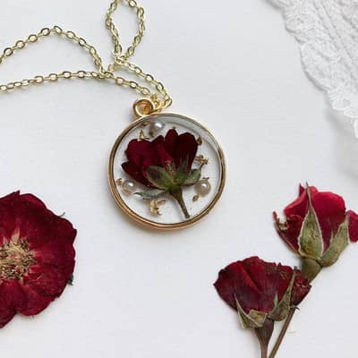 Resin Pendant with Real flowers