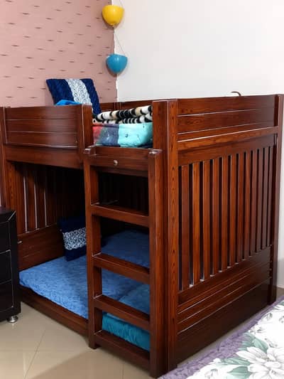 pure wooden kids detachable double storey bed