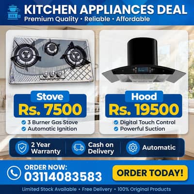 IMPOTAD AUTO KITCHEN GAS STOVE HOB LPG NG CHULHA/AIR HOOD /03114083583