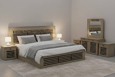 Wooden bed- Double bed- King size bed- Polish bed- Bed with side table