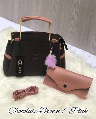 chic chocolate brown & pink handbag set for girls