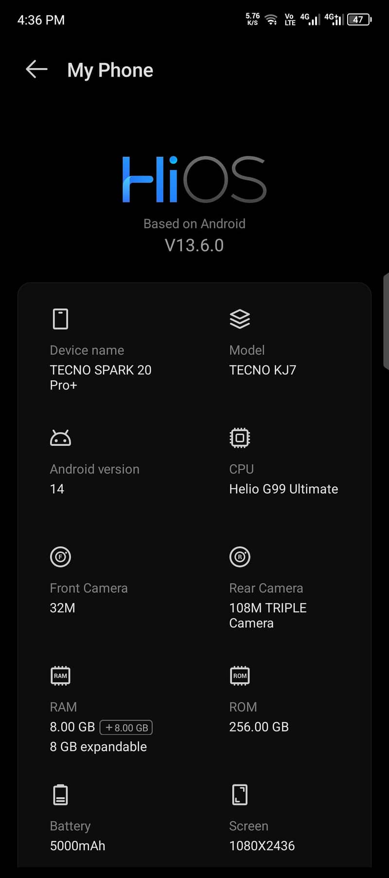 Tecno spark  20 pro plus 0