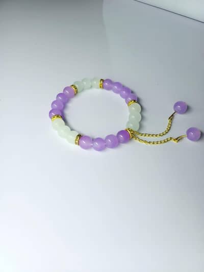 Purple & White Beaded Bracelet 