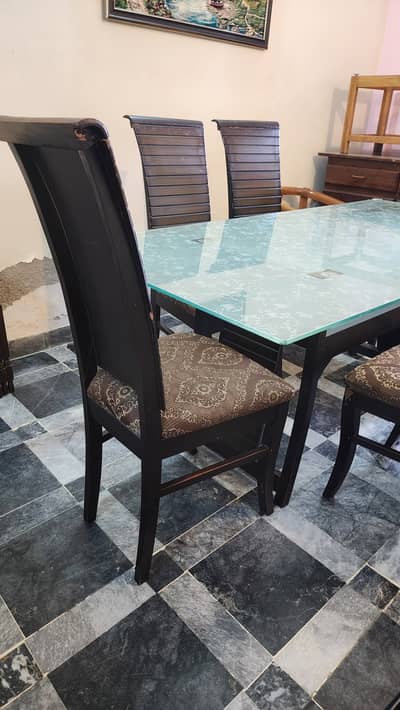 Wooden Dining Table with 6 Chairs Up for sale