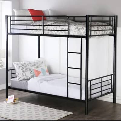 Twin Over Twin Metal Bunk Bed with Ladder and Guard Rail, Black