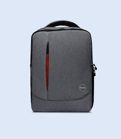 Grey Laptop Backpack with Red Zipper for Daily Use