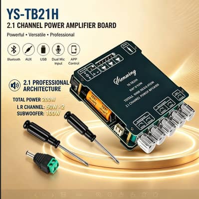 2.1 Channel Power Amplifier Board | 200W | Bluetooth 5.1 | USB + AUX