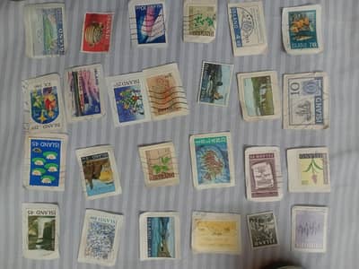 Vintage Iceland Stamp Collection – Original Bottle – 25/30 Stamps