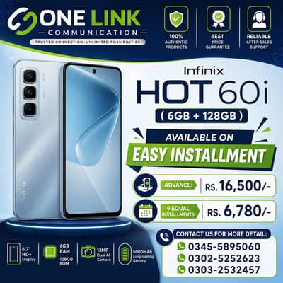 Infinix Hot 60i ( 6/128GB ) Available on Easy Installment