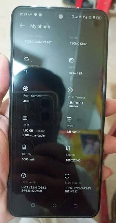 Tecno Camon 18T (4GB Ram/ 128GB storage) - with charger and back cover