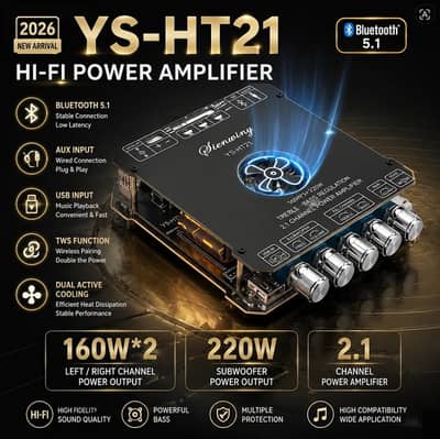 YS-HT21 Hi-Fi Power Amplifier | Bluetooth 5.1 | 2.1 | 220W Subwoofer