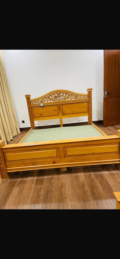 Pure Nakhtar Wood Double & Single Bed Set
