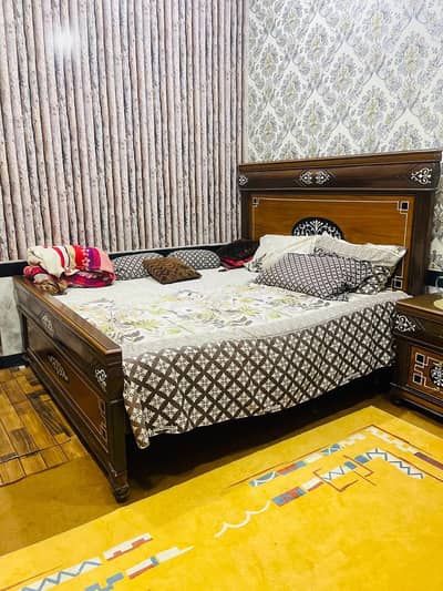 Luxury Double Bed with Dressing Table and Side Tables
