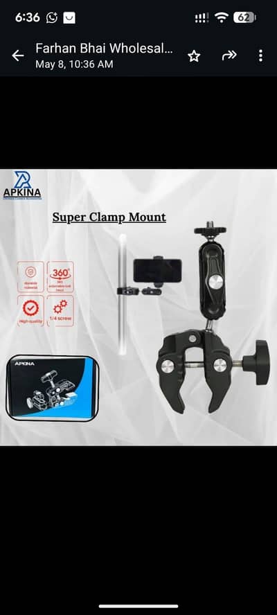 Apkina super clamp for mobile & camera 03249107656