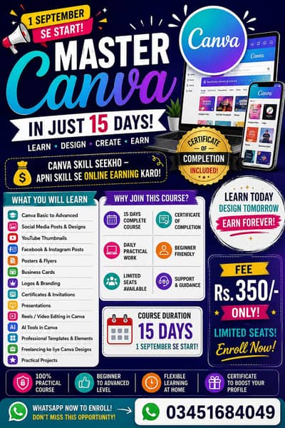 Learn canva Graphic Design | 15-Day Course